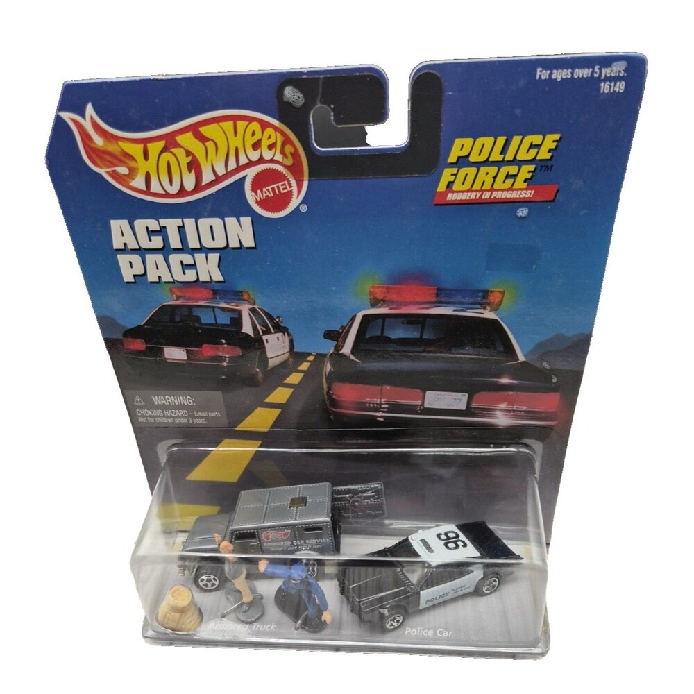 Vintage 1996 Hot Wheels Action Pack Police Force Robbery In Progress NIB Sealed